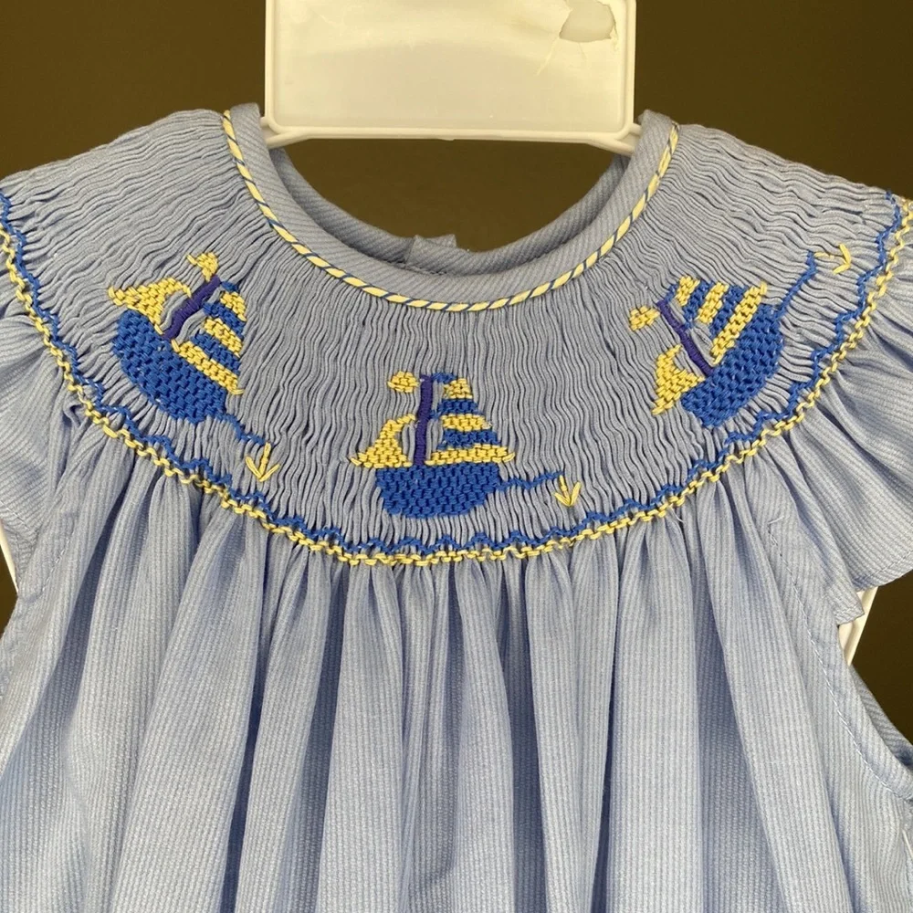 18 month blue dress with smocked detail | NWT | Carriage Boutiques - Picture 3 of 4